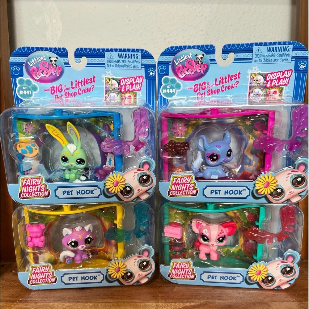 Littlest Pet Shop Fairy Nights Collection Pet Nook Complete Set #441- #444 G7